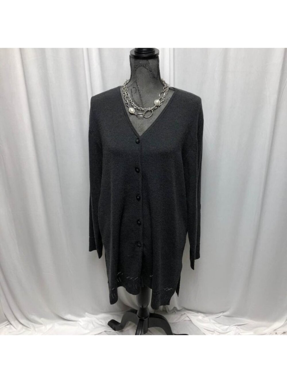 Venezia Cardigan Womens Size 18 - 20 Gray Button Front Minimalist Layering